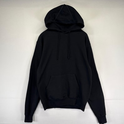 古着 チャンピオン Champion パーカー フード スウェット プルオーバー ワッペン S ブラック系 無地 メンズ
