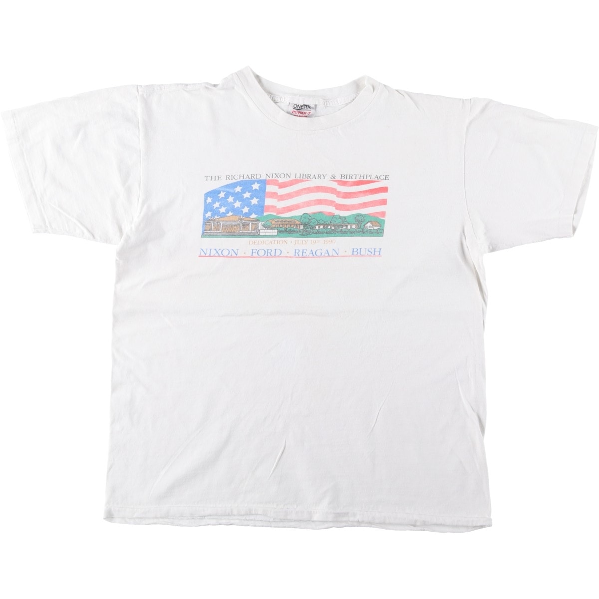 古着 90年代 オニータ ONEITA POWER-T 星条旗柄 プリントTシャツ USA製 メンズXL相当 ヴィンテージ/eaa644522