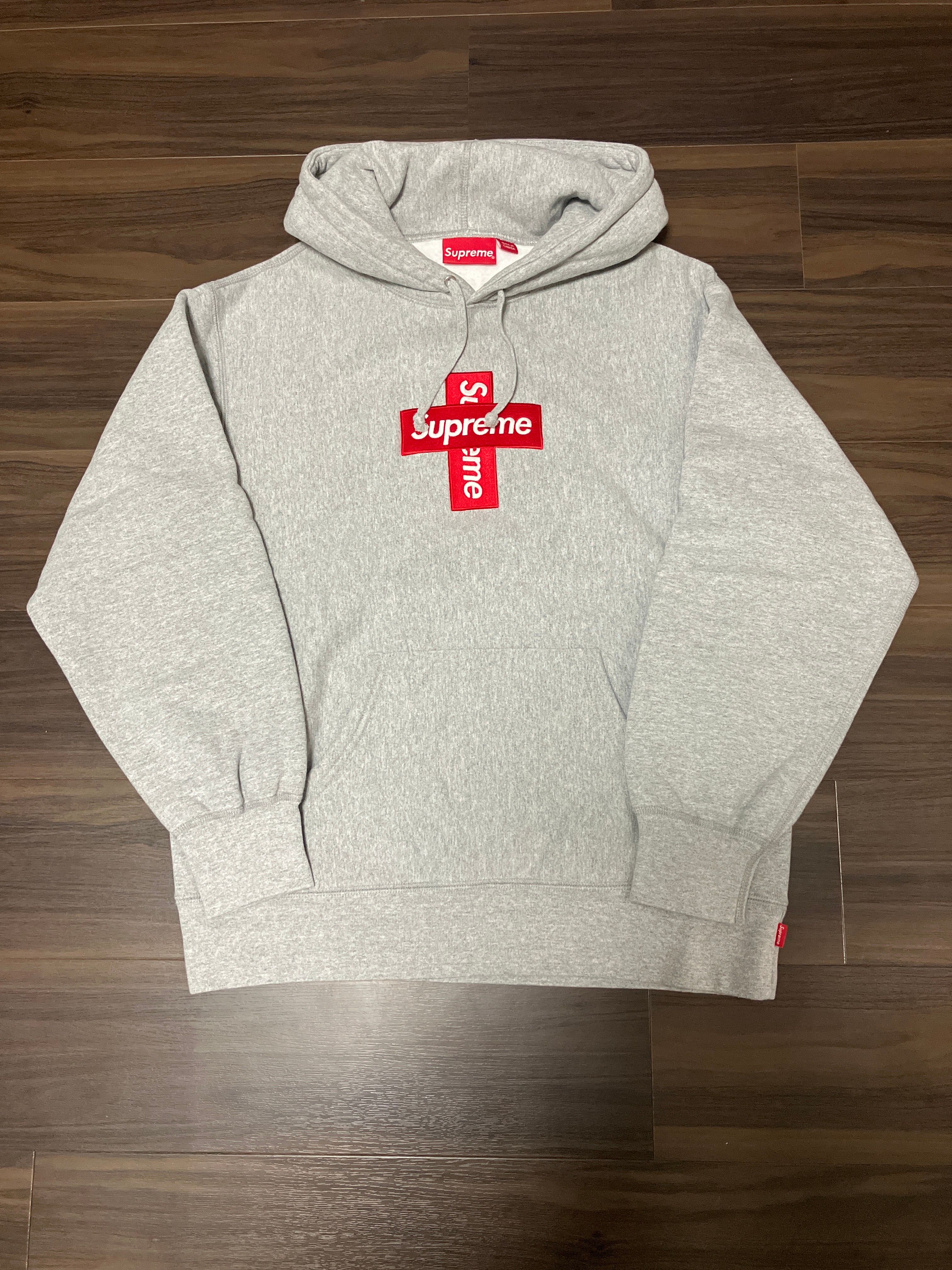 Supreme Cross Box Logo Hooded Sweatshirt "Grey"