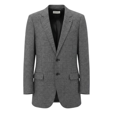超美品 SAINT LAURENT サンローラン ツイードジャケット グレー ウール テーラードジャケット A3-00187 【中古】