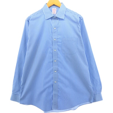 古着 ブルックスブラザーズ Brooks Brothers Est.1818 ワイドカラー 長袖 コットンストライプシャツ メンズL相当/eaa544961
