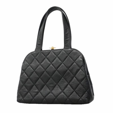 【6ib2096】シャネル ハンドバッグ マトラッセ キャビアスキン ブラック ゴールド金具【中古】レディース