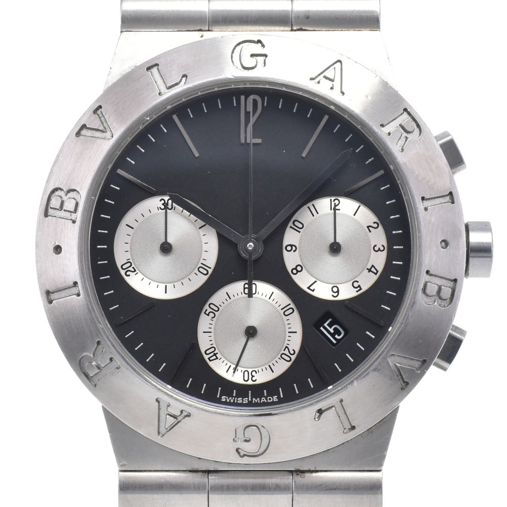 ブルガリ BVLGARI CH35S ディアゴノ スポーツ クロノグラフ ブラック クォーツ メンズ 良品 腕時計 M#148391