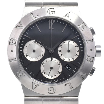 ブルガリ BVLGARI CH35S ディアゴノ スポーツ クロノグラフ ブラック クォーツ メンズ 良品 腕時計 M#148391