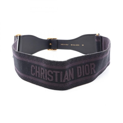 ディオール Dior エンブロイダリー マキシ ベルト 衣料品 レザー キャンバス レディース ブラック系 【中古】