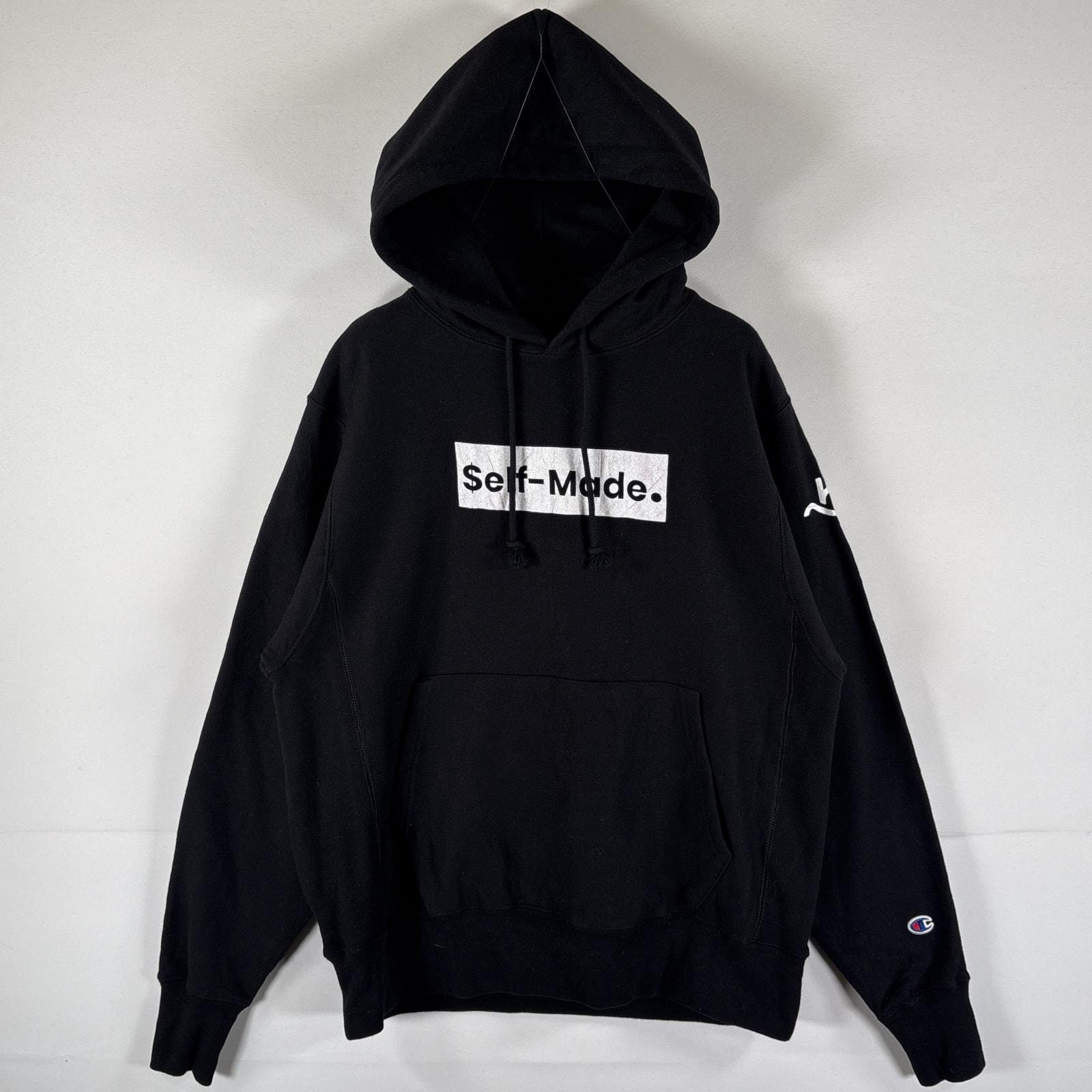 古着 チャンピオン Champion パーカー リバースウィーブ スウェット プリント フーディ プルオーバー  MEDIUM  ブラック メンズ