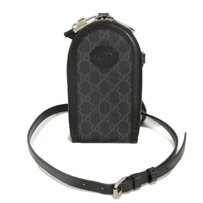 GUCCI グッチ GGスプリーム フォンホルダー ダブルG カーフ スマホ 2WAY トップハンドル 美品 インターロッキングG ブラック カードポケット ショルダーバッグ 724357 92TCF 1000