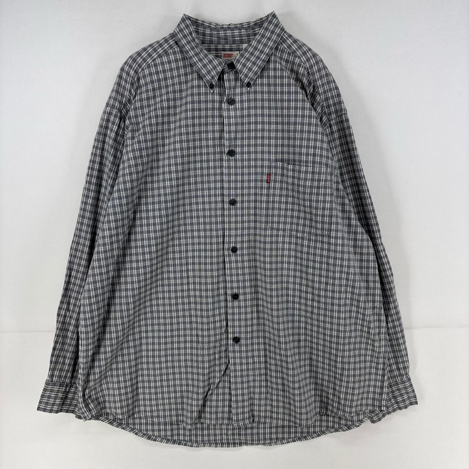 古着 90's/90年代 リーバイス Levi's 長袖シャツ ボタンダウン ポケット 大きいサイズ XL グレー系 チェック メンズ