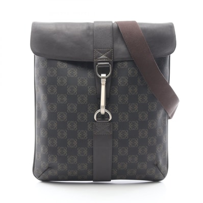 ロエベ LOEWE アナグラム ショルダーバッグ バッグ PVCコーティングキャンバス レザー メンズ レディース ブラウン系 【中古】