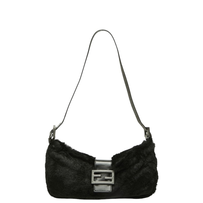 フェンディ マンマバケット ショルダーバッグ ワンショルダー ブラック ファー レザー レディース FENDI 中古