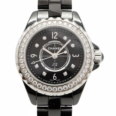 ★SALE【6wdc0189】シャネル J12 H2571 黒文字盤【中古】腕時計 レディース