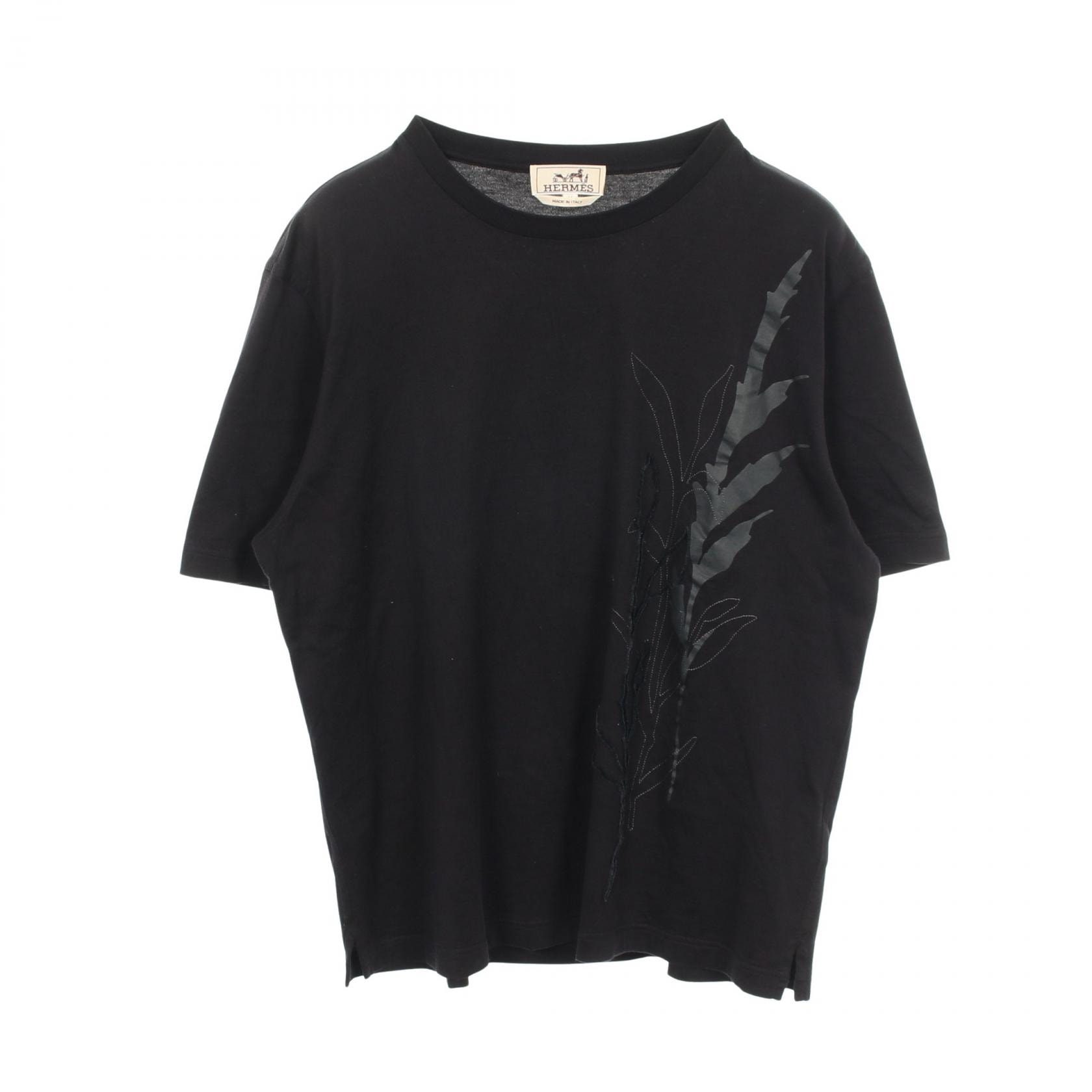 エルメス HERMES ハーバリウム 半袖Tシャツ 衣料品 トップス コットン レディース ブラック系 【中古】