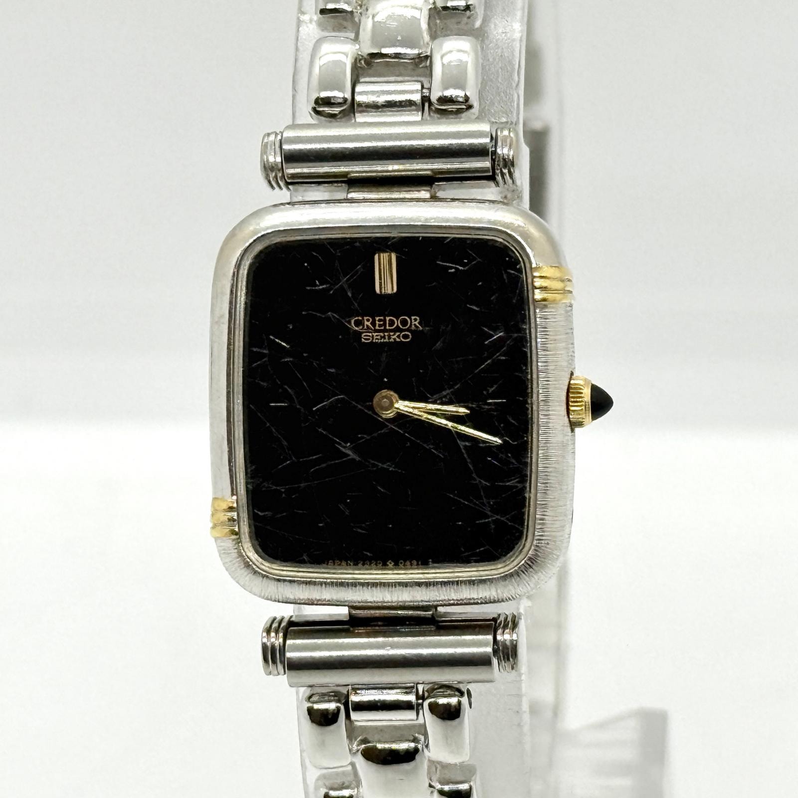 SEIKO セイコー CREDOR クレドール 2820-5320 K18WG ブラック QZ レディース 総重量37.7g 腕時計 稼働品