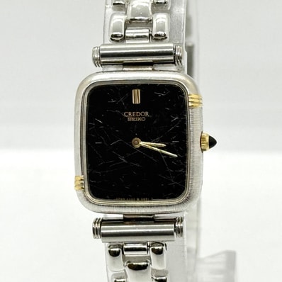 SEIKO セイコー CREDOR クレドール 2820-5320 K18WG ブラック QZ レディース 総重量37.7g 腕時計 稼働品