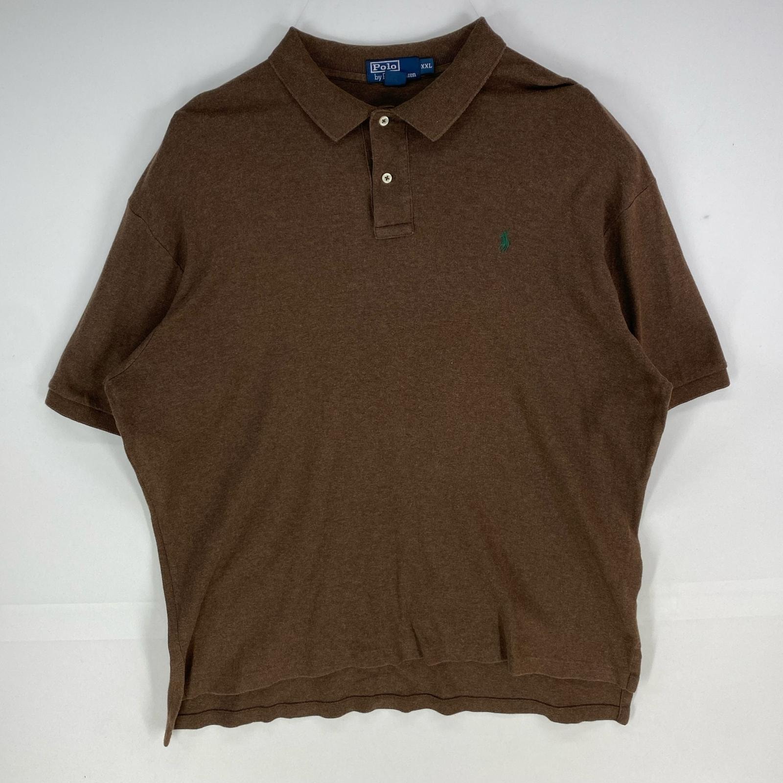 古着 ポロバイラルフローレン Polo by Ralph Lauren 半袖シャツ ワンポイント ロゴ刺繍 ポロシャツ 2XL  ブラウン系 メンズ