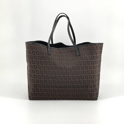 FENDI(フェンディ) ズッキーノ キャンバス / レザー 8BH005 トートバッグ ブラウン×ブラック