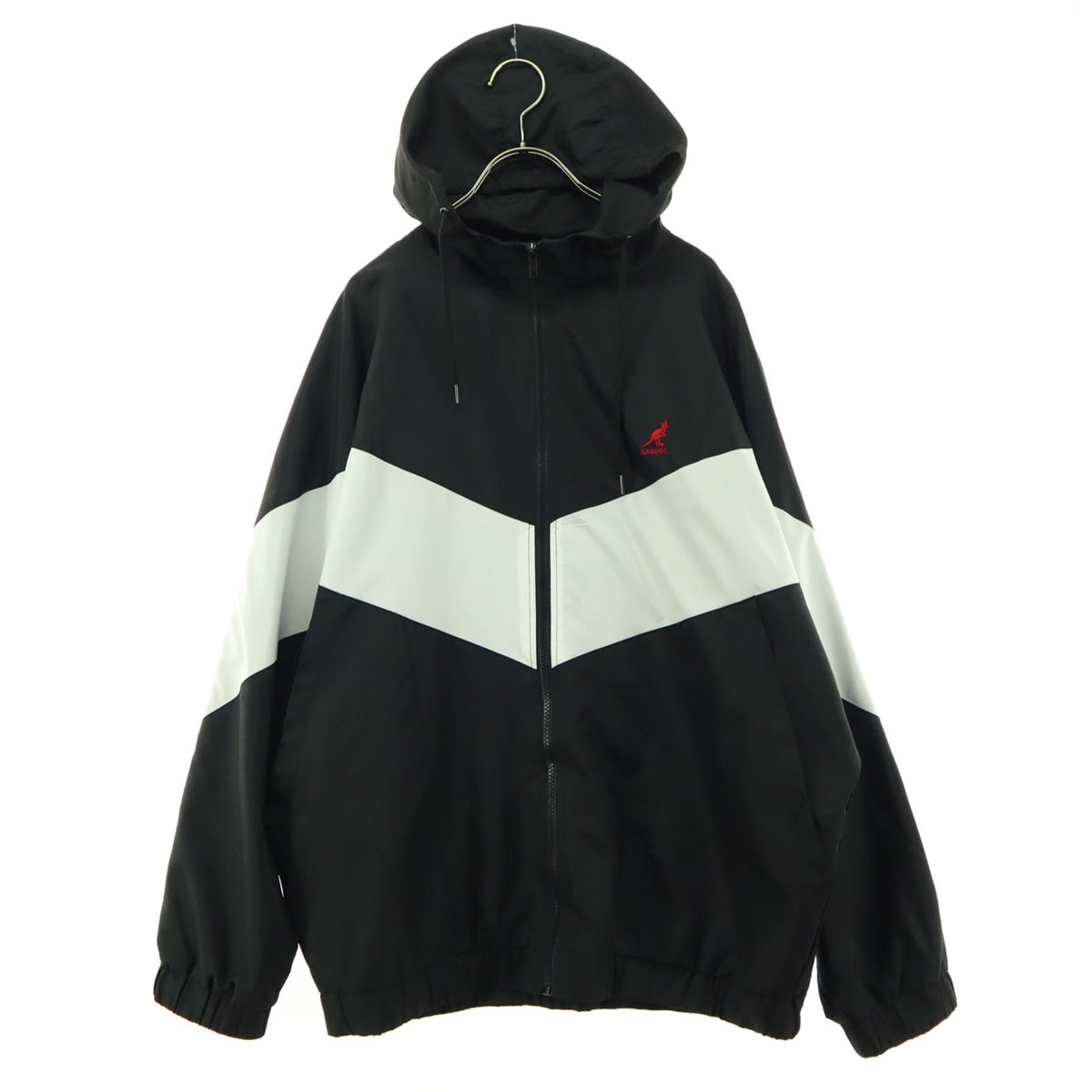 KANGOL カンゴール BASQUE 刺繍 長袖 ナイロン フーディジャケット F ブラック