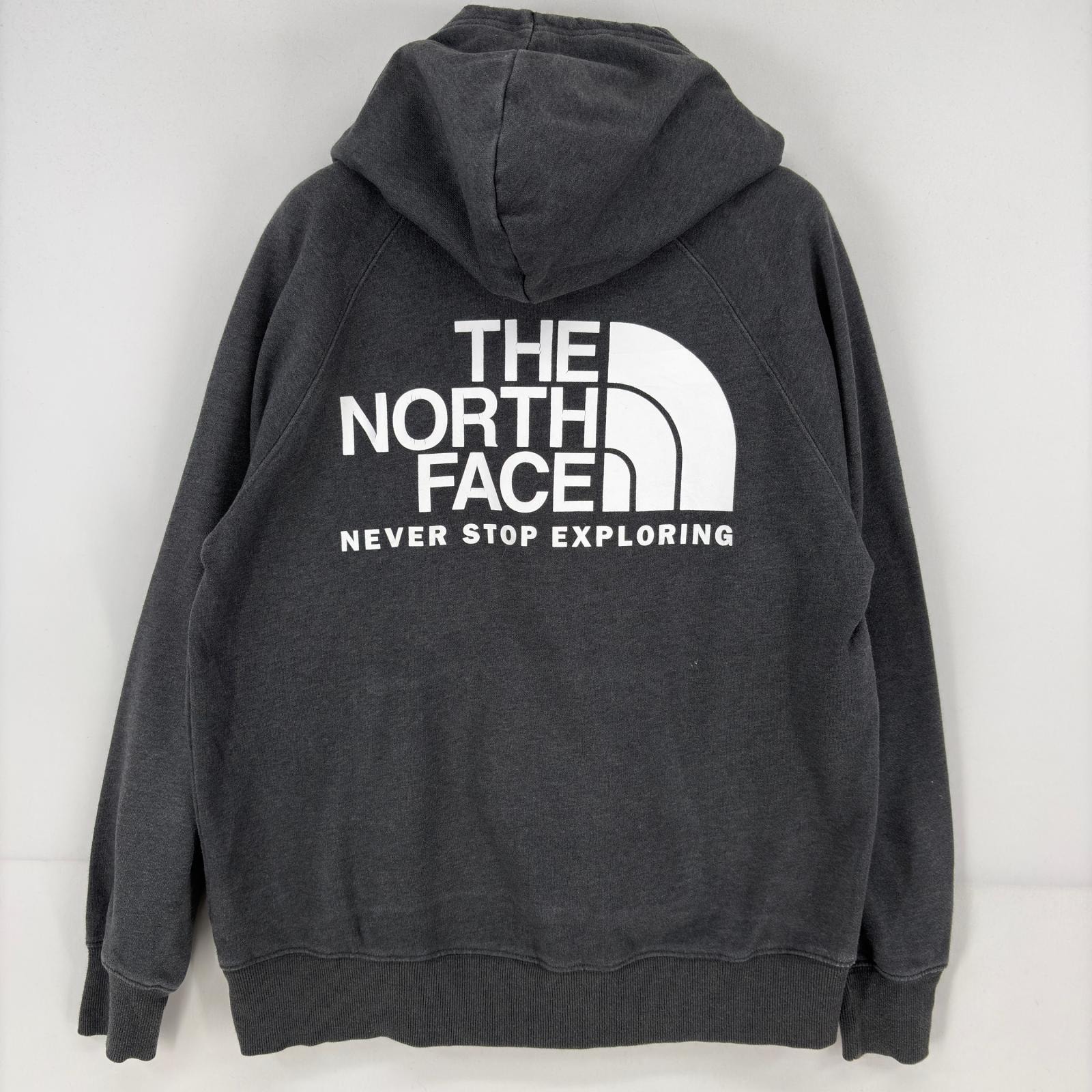 古着 ザ・ノースフェイス THE NORTH FACE パーカー スウェット プルオーバー ロゴ プリント バックプリント M  グレー レディース