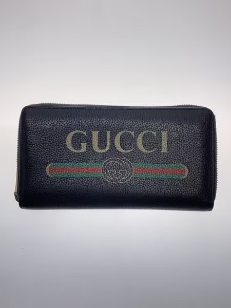 GUCCI Vintage Logo Print Zip Around Wallet "Black"