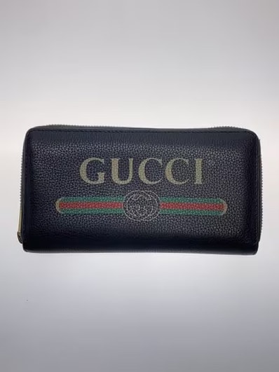 GUCCI Vintage Logo Print Zip Around Wallet "Black"