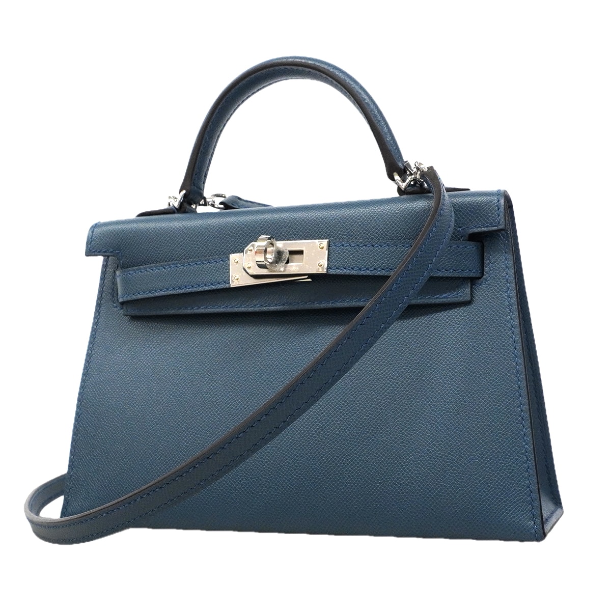 ★最終価格★SALE【6fa1752-g】エルメス ハンドバッグ ミニケリー2 マダム ブルートンペット シルバー金具 G刻印 2wayバッグ【中古】レディース