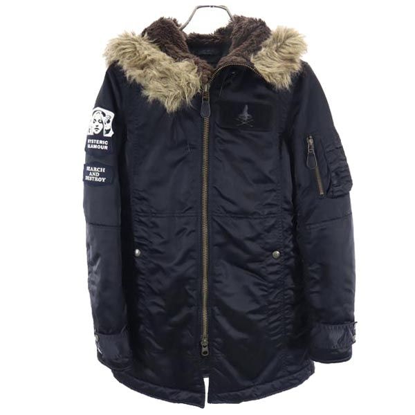 HYSTERIC GLAMOUR ヒステリックグラマー ミリタリーコート FREE 黒 中綿入