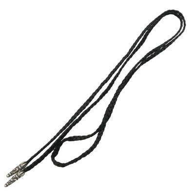 CHROME HEARTS クロムハーツ(原本無) LEATHER BRAID SC スクロールチップ レザーブレード レザーブレイド ネックレス ブラック系 シルバー系【中古】