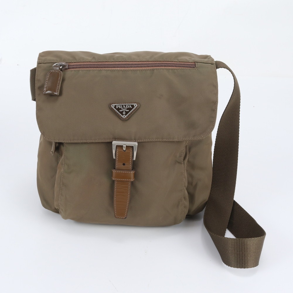■美品 プラダ テスート ナイロントライアングルロゴ 白タグ付