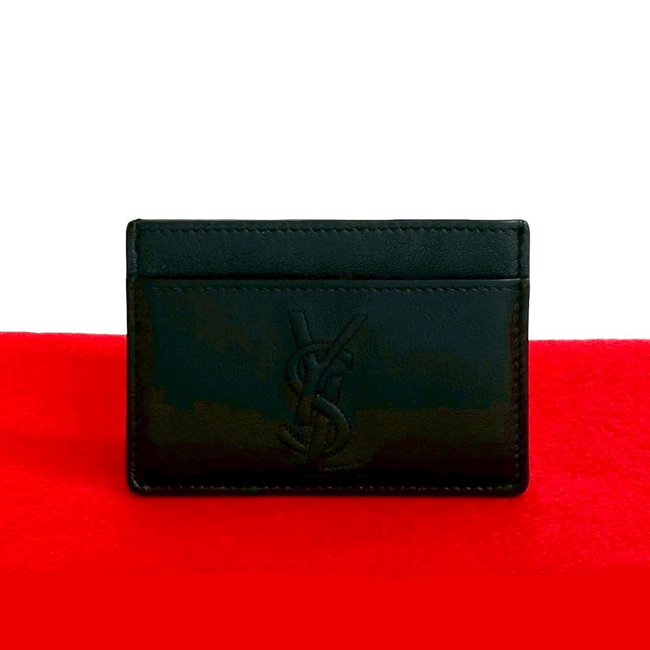 YVES SAINT LAURENT イヴ・サンローラン YSL ロゴ レザー カードケース ブラック
 64838