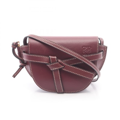 ロエベ LOEWE ゲートバッグ ミニ ショルダーバッグ バッグ レザー レディース ボルドー系 【中古】