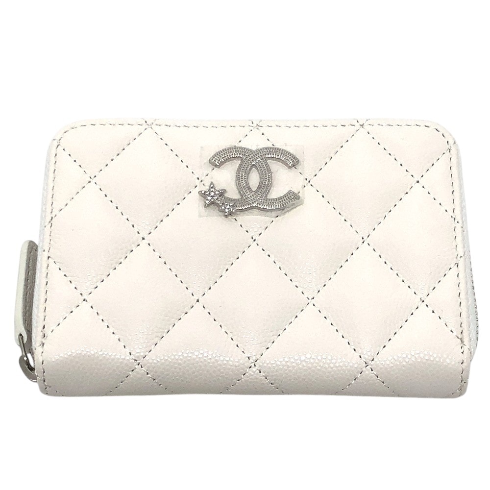 シャネル CHANEL スター ココマーク AP3728 ラウンド コインケース コンパクトウォレット コインケース キャビアスキン ホワイト 未使用