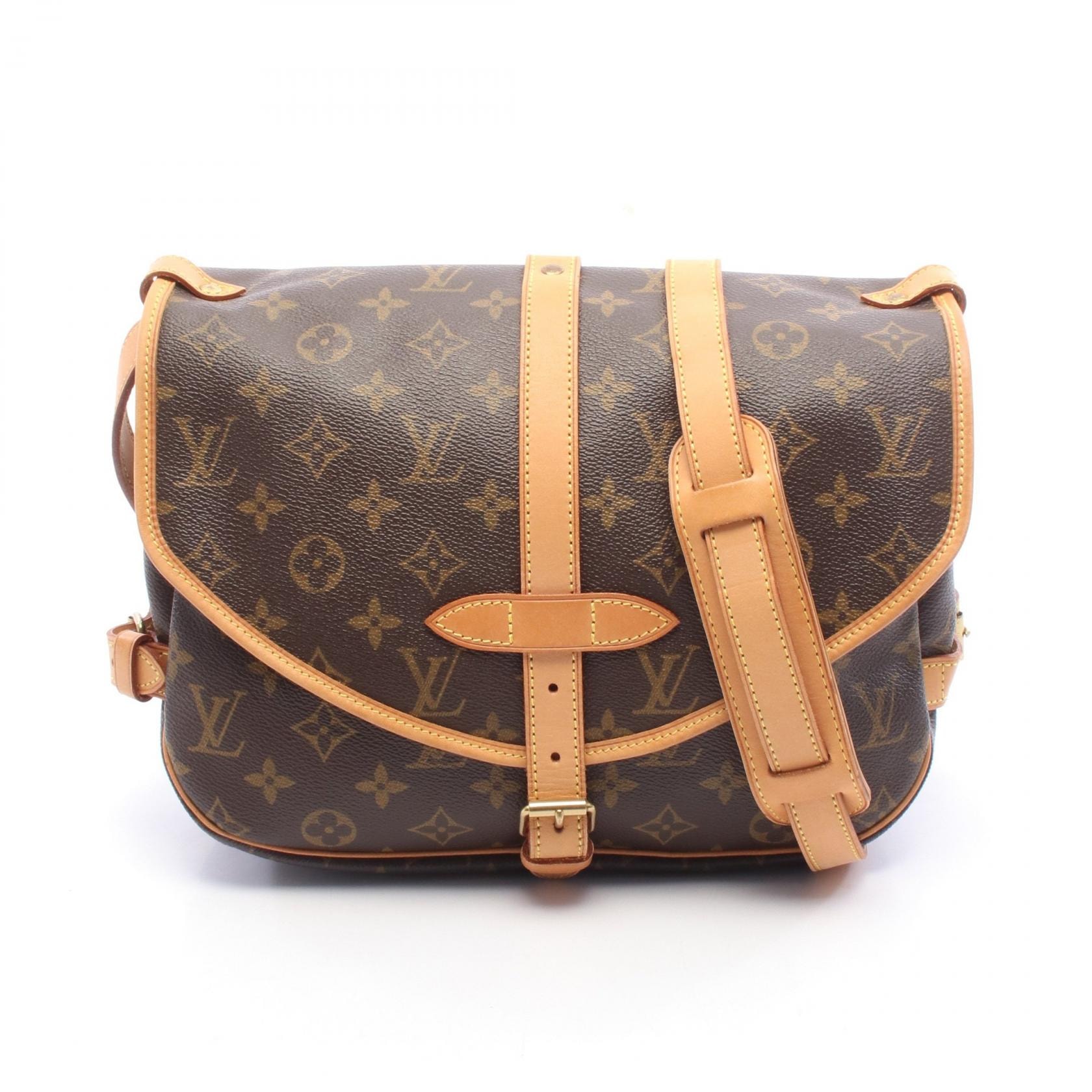 ルイ・ヴィトン LOUIS VUITTON ソミュール30 モノグラム ショルダーバッグ バッグ PVCコーティングキャンバス レザー レディース ブラウン系 M42256 【中古】