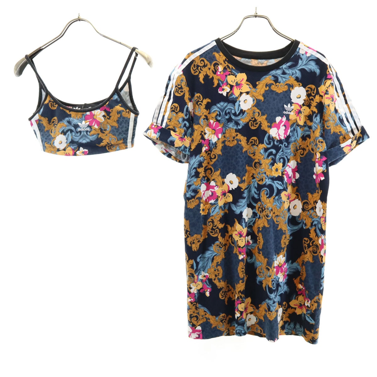 adidas アディダス 半袖 ビスチェ付き Tシャツ ワンピース L ネイビー系 HER Studio London ハースタジオロンドン コラボ
