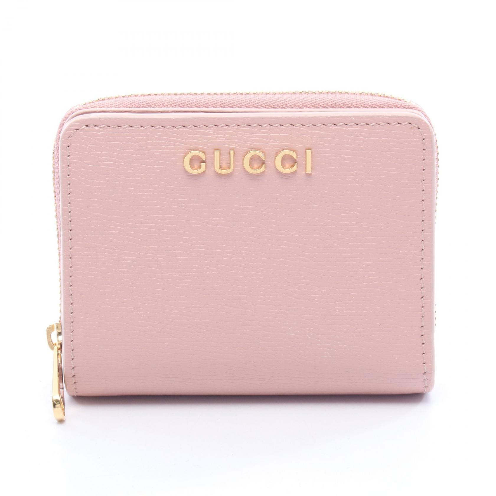 グッチ GUCCI GUCCI スクリプト ミニ ウォレット 二つ折り財布 財布 レザー レディース ピンク系 772639 【中古】
