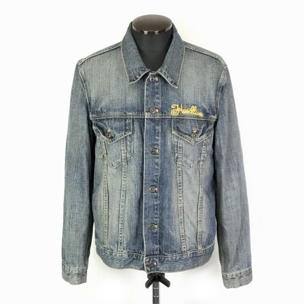 BEAMS/ビームス★背面文字刺繍/デニムジャケット/Gジャン【メンズL/デニムブルー】◆BF223