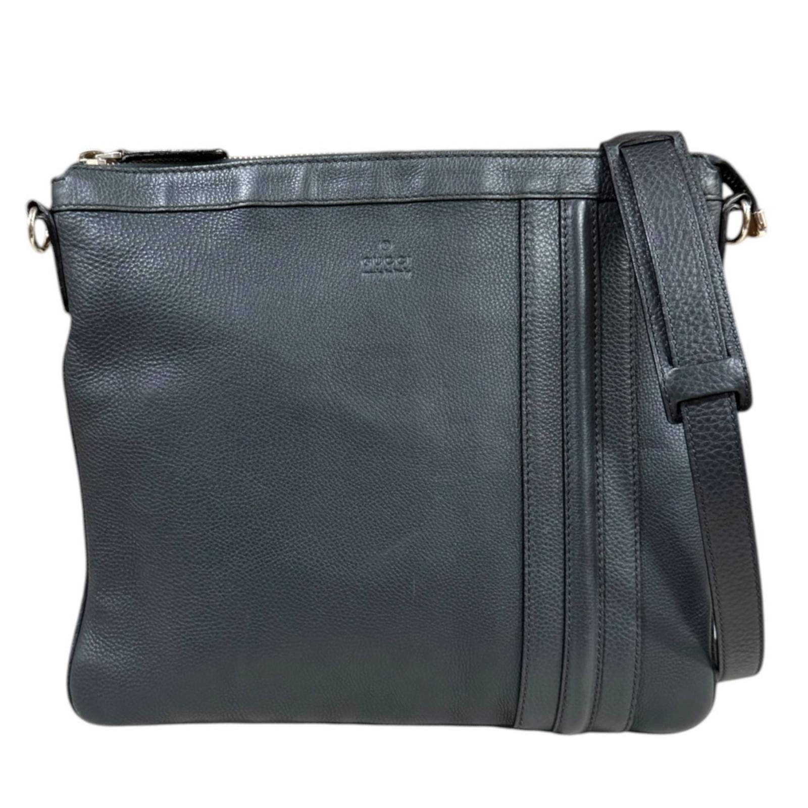 グッチ ショルダーバッグ レザー 233329 グレー メンズ GUCCI  中古