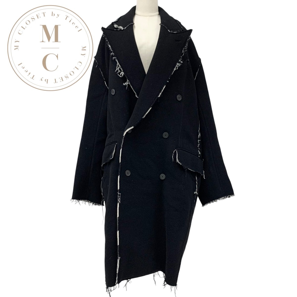 バレンシアガ BALENCIAGA アウター ブラック ホワイト コート Raw Edge Coat オーバーサイズ チェック メンズ