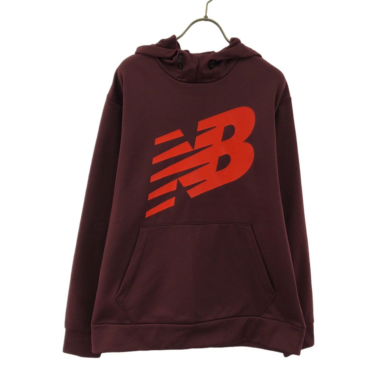 NEW BALANCE ニューバランス ロゴプリント 長袖 パーカー L ボルドー 裏フリース