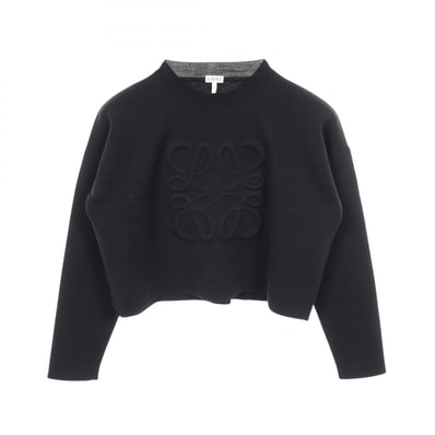 ロエベ LOEWE アナグラム クロップド ニット 衣料品 トップス ウール レディース ブラック系 【中古】