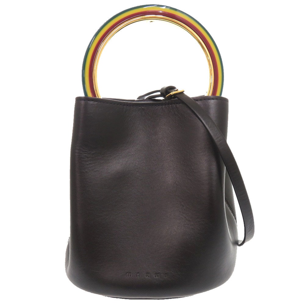 マルニ パニエ 2WAY バケットバッグ レザー ブラック
