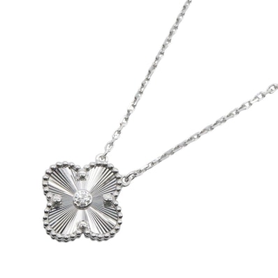 ヴァンクリーフ&アーペル Van Cleef & Arpels ヴィンテージアルハンブラネックレス ギヨシェ ネックレス ジュエリー K18WG(ホワイトゴールド) ダイヤモンド レディース シルバー系 / クリア系 VCARP6L800 【中古】