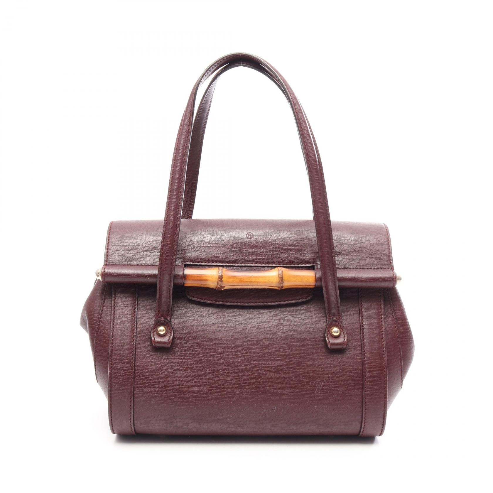 グッチ GUCCI バンブー ショルダーバッグ バッグ レザー レディース ボルドー系 338989 【中古】