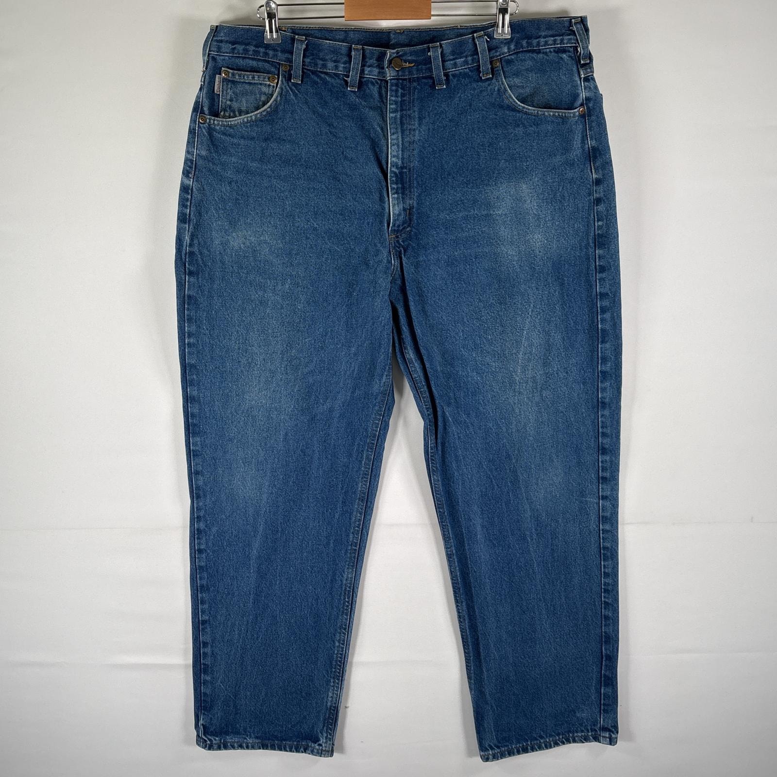 古着 カーハート Carhartt デニムパンツ ワーク ストレート 5ポケット 大きいサイズ w44 L32  ブルー メンズ