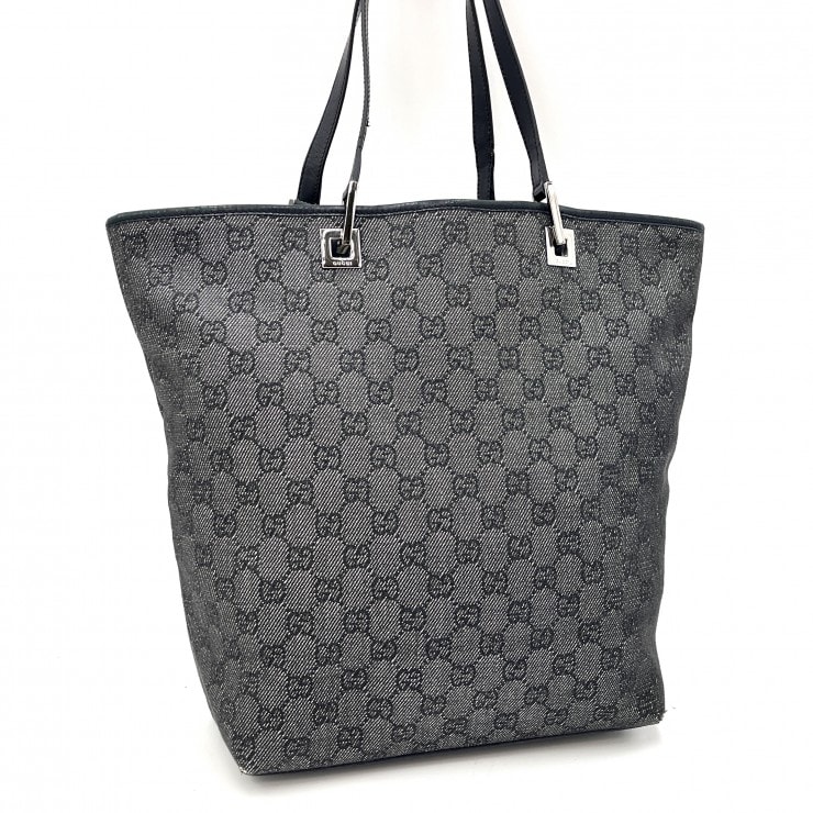 GUCCI(グッチ)GGキャンバス トートバッグ GG柄 ブラック シルバー金具 レディース 31243 【中古】