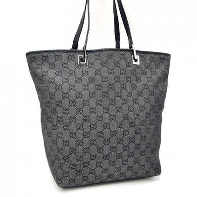 GUCCI(グッチ)GGキャンバス トートバッグ GG柄 ブラック シルバー金具 レディース 31243 【中古】