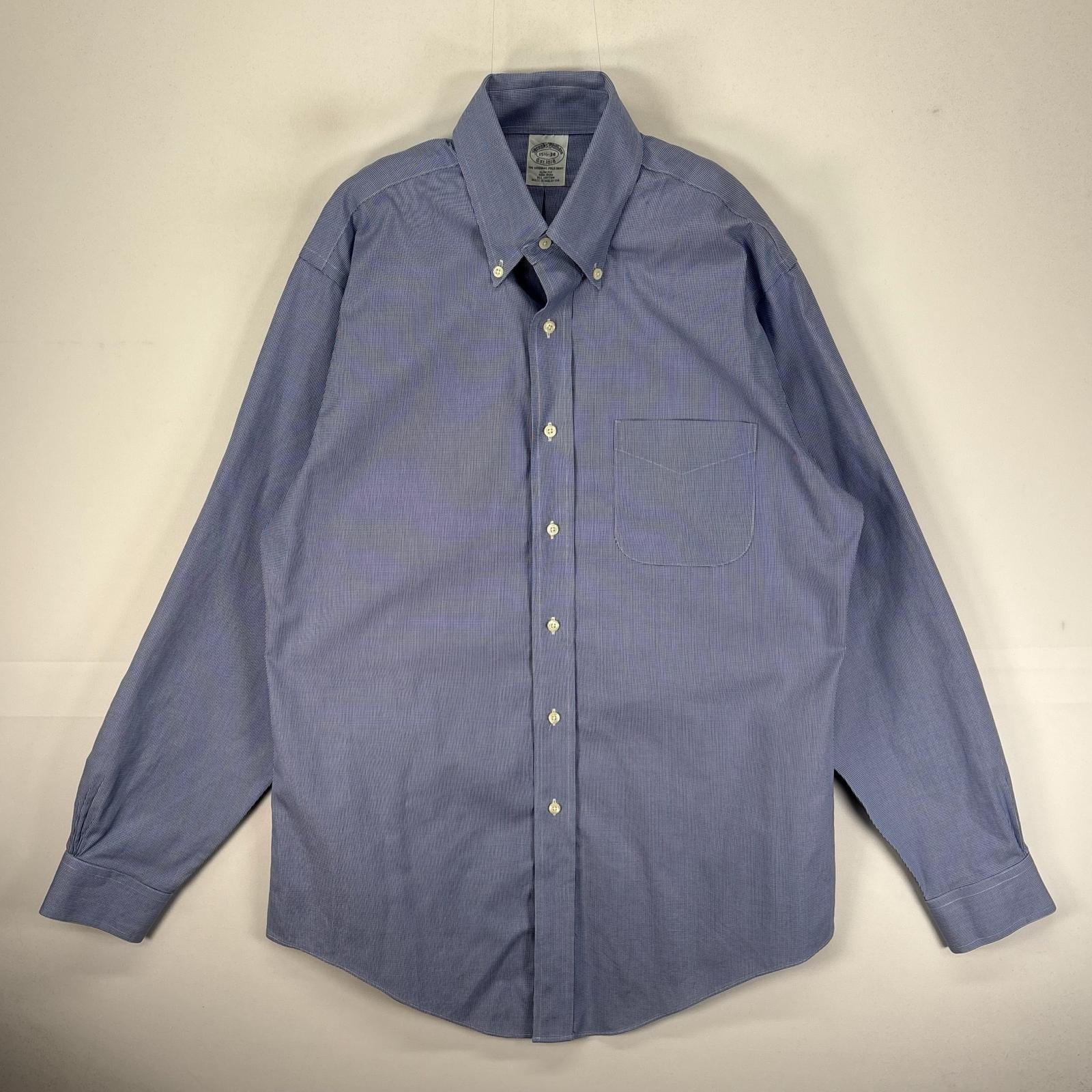 古着 ブルックスブラザーズ Brooks Brothers 長袖シャツ ボタンダウン 胸ポケット M  ブルー系 チェック メンズ