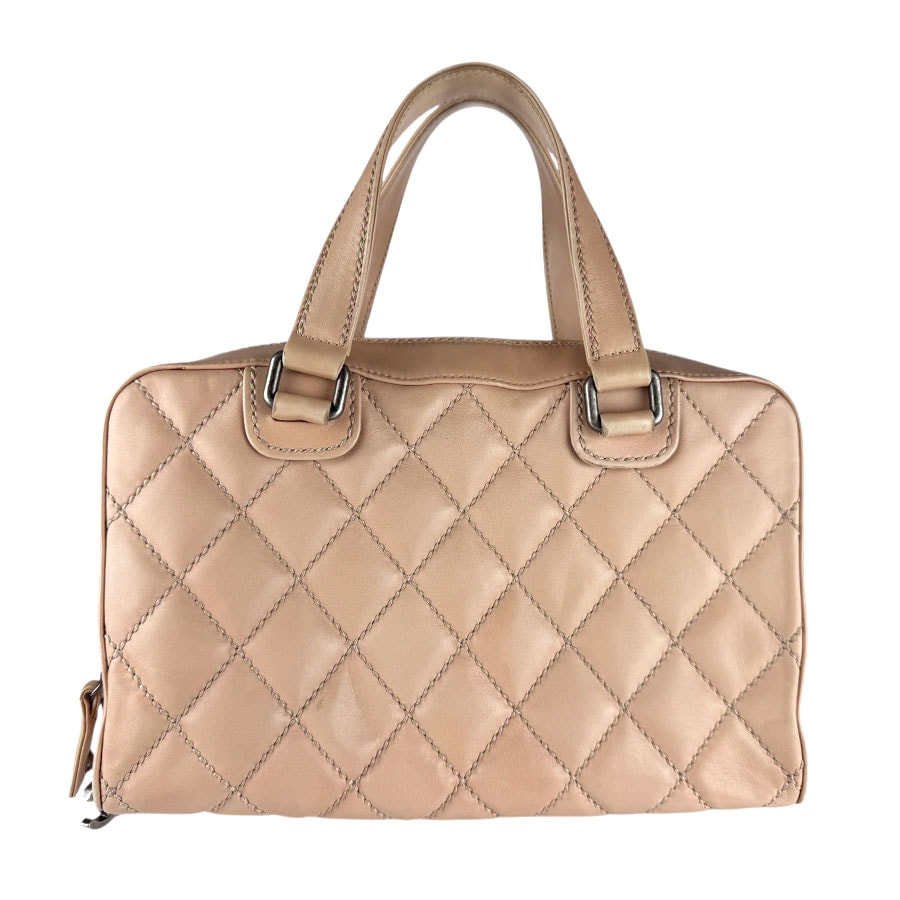 シャネル CHANEL ハンドバッグ ワイルドステッチ レザー ピンクベージュ レディース【中古】 z7417