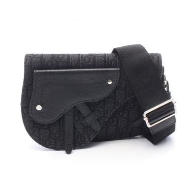 ディオール Dior SADDLE サドル オブリーク メッセンジャーバッグ ショルダーバッグ バッグ キャンバス レザー メンズ グレー系 / ブラック系 【中古】