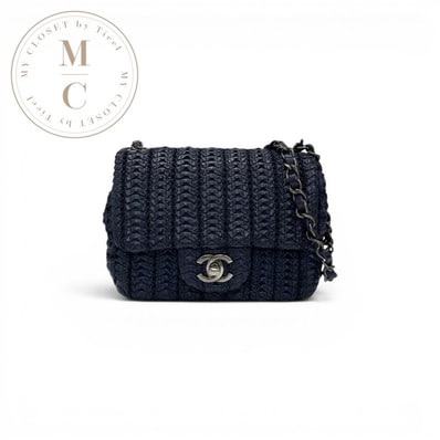 シャネル CHANEL バッグ ショルダーバッグ ネイビー シルバー クロッシュ ミニフラップバッグ ココマーク シングルフラップ シングルチェーン ターンロック