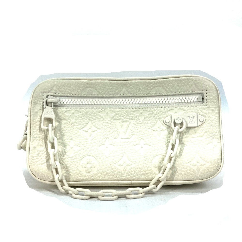 ルイヴィトン LOUIS VUITTON ポシェット・ヴォルガ M53551 モノグラムアンプラント セカンドバッグ ストラップ付 チェーン クラッチバッグ モノグラムアンプラントレザー ホワイト 美品